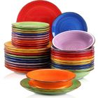 vancasso, Série Bonita, Service de Table Complet en Céramique, 36 Pièces Assiettes, Style Minimaliste Multicoloré-Bleu et Orange