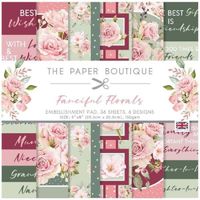 Set de 36 feuilles de papier scrapbooking 20 x20 cm 'Fanciful Florals Embellishments Pad' de The Paper Boutique