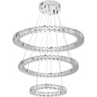 Aufun 72 W Design Moderne Cristal LED 3 Anneaux, Lustre Créatif Lampe Suspendue pour Chambre, Salon, Salle à Manger, Dimmable