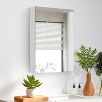 EUGAD Armoire Murale Salle De Bain Avec Portes Miroir – Meuble Suspendu MDF Blanc 56x13x58,3 Cm, 3 Étagères Réglables, Rangement Pratique Et Élégant
