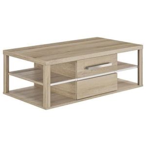 TABLE BASSE Table basse  OLERON - 1 porte  - Décor chêne  - Made in France - L 110 x H 38 x P 60 cm - GAMI