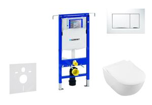 WC - TOILETTES Geberit Duofix Ensemble bâti-support, cuvette de toilette et siège Subway 2.0, DirectFlush, SoftClose, CeramicPlus et plaque