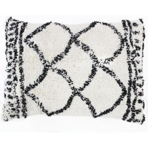 Coussin berbère Losange - 30 x 50 cm - Blanc naturel et noir
