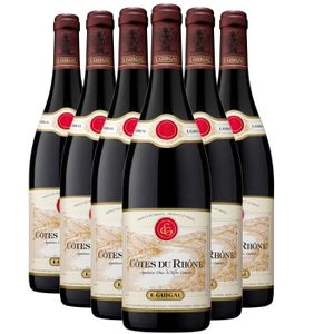 VIN ROUGE Côtes du Rhône Rouge 2020 - Lot de 6x75cl - Maison Guigal - Vin AOC Rouge de la Vallée du Rhône - Cépages Grenache, Syrah,