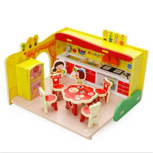 3d Puzzle En Bois Mini Cuisine Enfant Jouet éducatif Pour Enfants Diy Mini Chambre Piano Cadeau Anniversaire Enfant Jaune