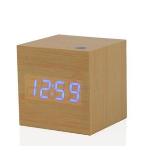 HORLOGE - PENDULE Horloge,Réveil en bois multicolore Cube LED avec c