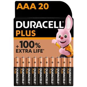 PILES Duracell Plus Piles alcalines AAA, 1.5V LR03 MN2400, paquet de 20