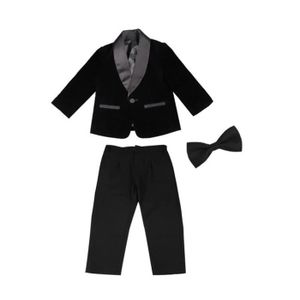 COSTUME - TAILLEUR 3PCS Costume Bébé Garçon Noir Mariage Cérémonie Tenue de Smoking Formel Bicolore - Noir