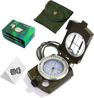 Boussole Mousqueton 3 En 1 – Boussole + Thermomètre + Mousqueton, Alliage Zinc, Militaire Vert, 65x25 Mm
