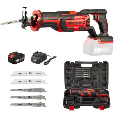 Scie Sabre Sans Fil 18V OXEO Easy Full - Sans Batterie - Vitesse Variable 0-3000 Tr/min Avec 2 Lames Bois Et Métal