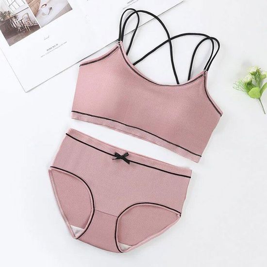 Ensemble Sous-vêtements Fille Coton 3 Pack - Soutien-gorge Sans Armatures - Culotte Confortable