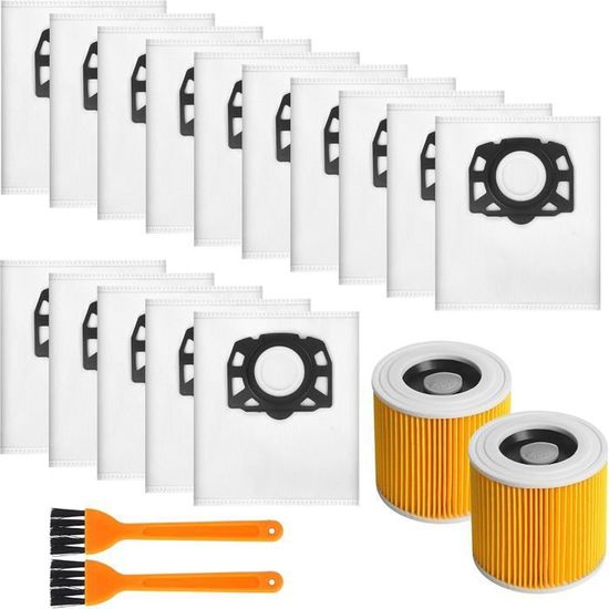 Lot 5 Sacs Aspirateur Kärcher KFI 357 + Brosse - Compatible WD2, WD3, KWD1, KWD2, KWD3, SE4001/4002 | Taille 51,5x37cm