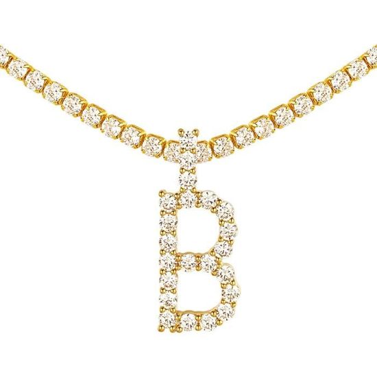 Collier Initial Pour Femme Or, Plaqué Or 14Klettre Charme