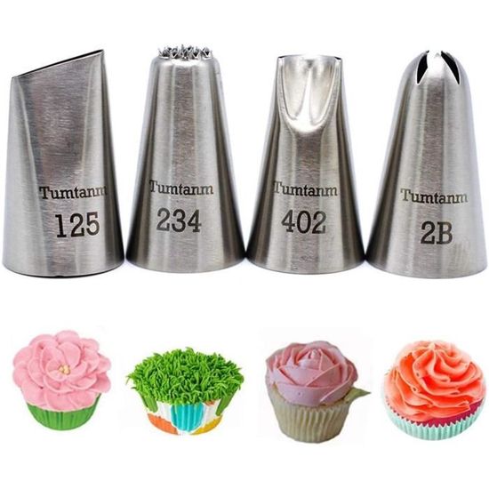 Grosse Douille Patisserie Xxl Douilles Décoration Gâteaux - Lot De 4 - Acier Inoxydable Douille Patisserie Inox