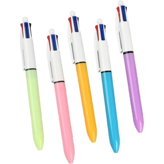 Lot De 8 Stylos à Bille 6-en-1 Multicolores 0.5mm - Rétractables - Idéal École Bureau Et Cadeaux