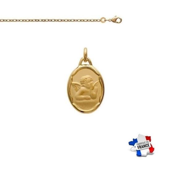 Chaine Et Pendentif Medaille Ange Bapteme Or Jaune Gf 750 Achat Vente Sautoir Et Collier Chaine Et Medaille Ange Bap