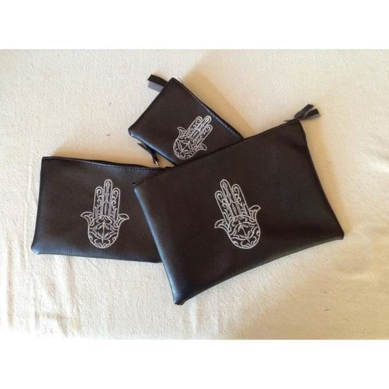 Lot de 3 pochettes noires main de fatma Maroc Cdiscount Bagagerie Maroquinerie