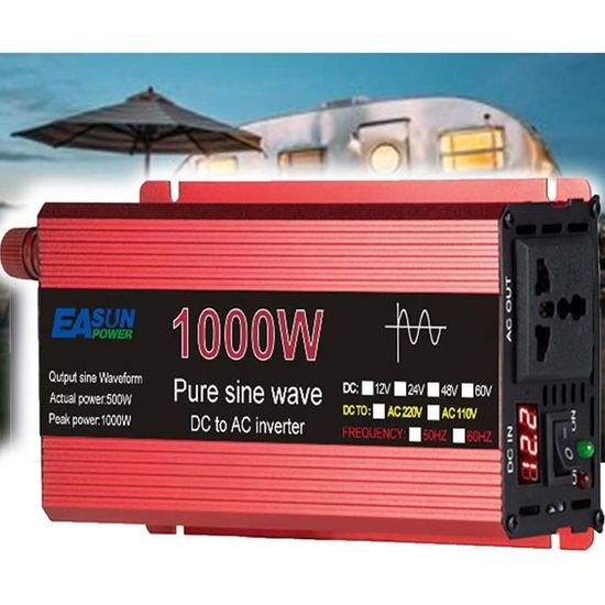 Convertisseur De Tension À Onde Sinusoïdale Pure 500W (Crête 1000W) 12V