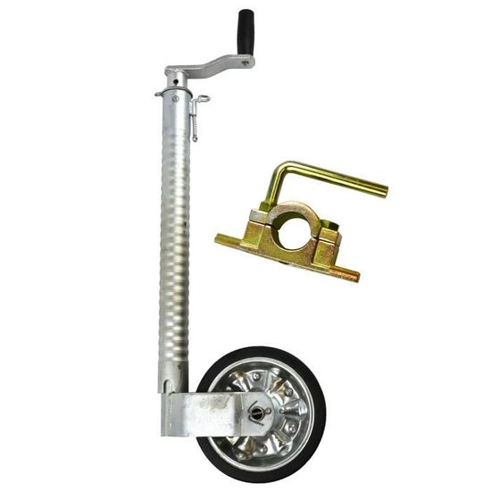 Roue Jockey Renforcée 48 Mm - Tube Nervuré, Hauteur Réglable 58-82 Cm, Charge 250 Kg