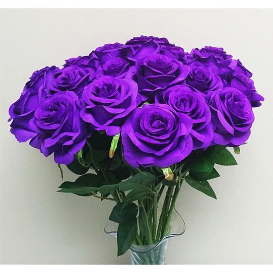 Bouquet 12pcs Artificiels Faux Fleurs Violet Roses Décoration pour Maison  et Bureau - Cdiscount Maison
