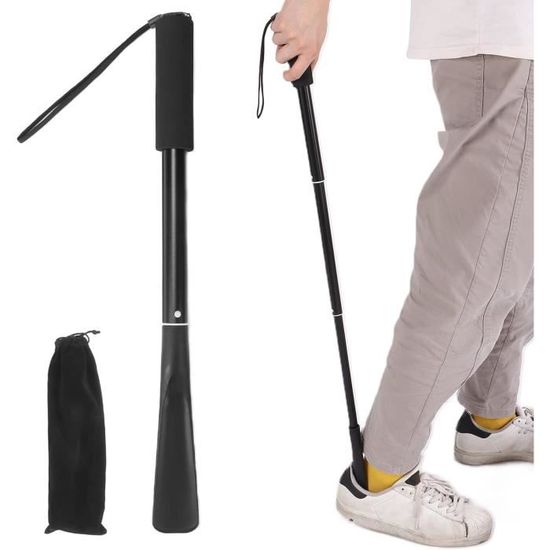 DELFA Chausse-Pied Métal Long 70 Cm - Acier Traité Pour Mettre Chaussures Sans Se Pencher - Avec Crochet