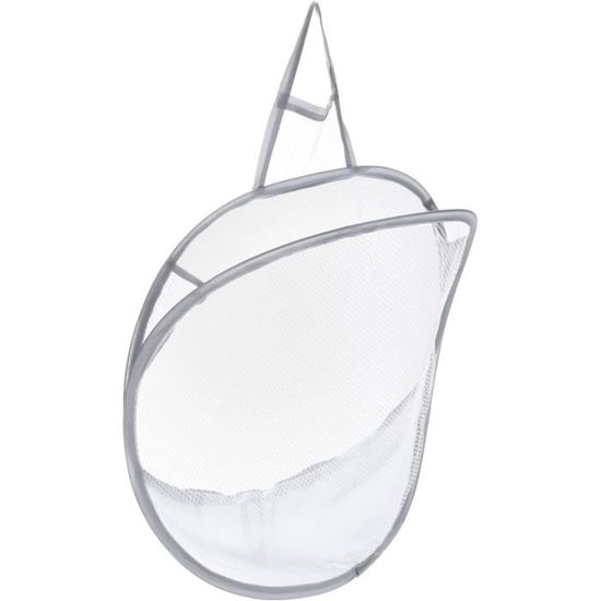 Panier à Linge Suspendu Pliable En Maille Filet Blanc - Rangement Mural Chambre Salle De Bain