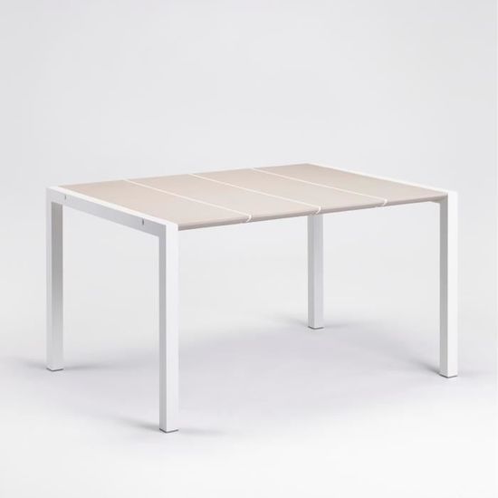 Table - GROSFILLEX - Eden 133 - Blanc lin - 133x87 - Aluminium et résine - 6P