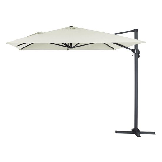 Parasol Déporté Sky 4 – En Aluminium, Dimensions 3x4 M, Toile écru, Idéal Pour Jardin Et Terrasse