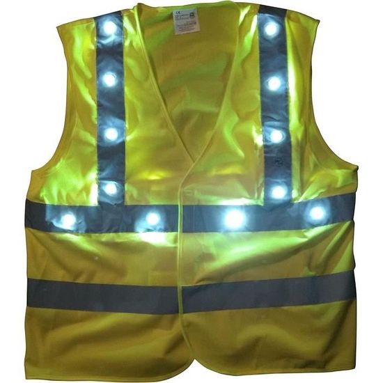 GILET DE SECURITE Taille Jaune Gilet réfléchissant avec LED, élastique en  forme de V,veste à luminosité réglable pour la course d