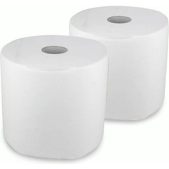 Lot de 2 bobines papier d'essuyage d'atelier blanc