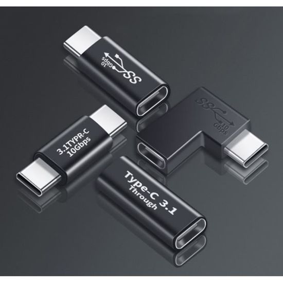 Adaptateurs USB-C Coudés 90° - Lot De 3 Pièces, Transfert 10 Gbit/s, Compatible Charge Rapide