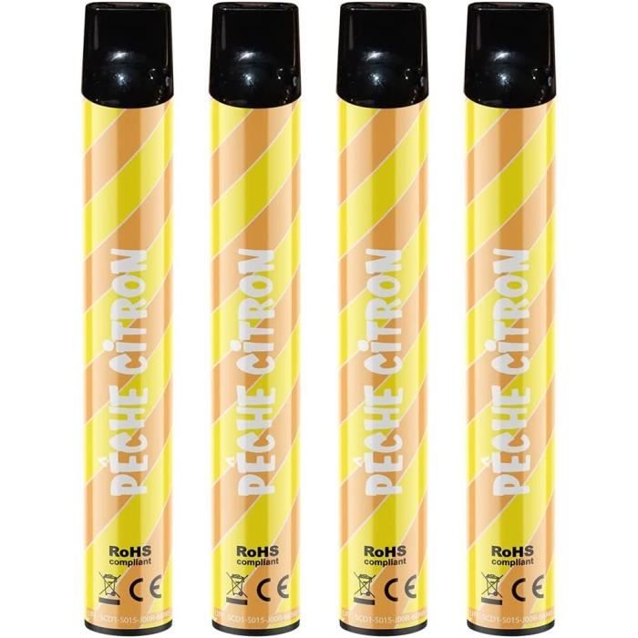 Puff Liquideo - Lot de 4 Wpuff Originales 600 Puffs -Pêche Citron ...
