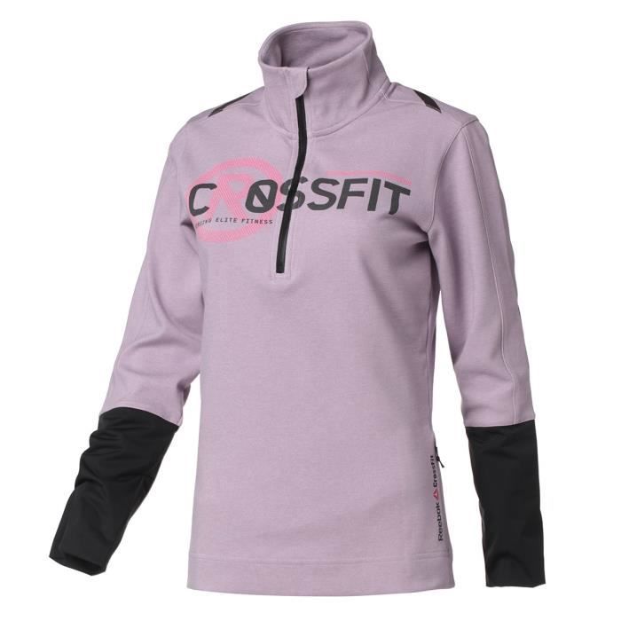 REEBOK Sweat RCF Twill 1/4 zip - Femme - Blanc et Noir
