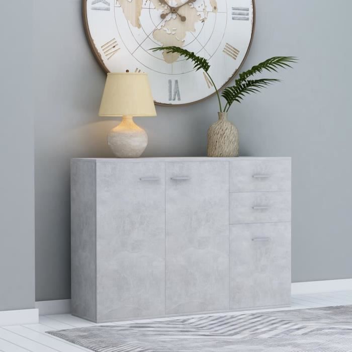 Buffet Gris béton 105x30x75 cm Aggloméré -PAI