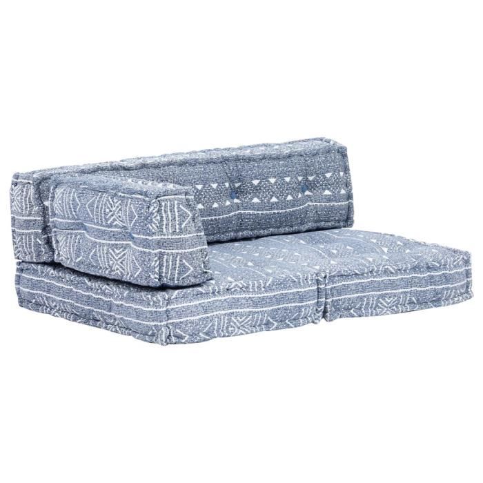 Coussin de canapé palette Indigo Tissu Patchwork