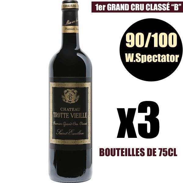 X3 Château Trotte Vieille 2012 75 cl AOC Saint-Emilion 1er Grand Cru Classé B Vin Rouge