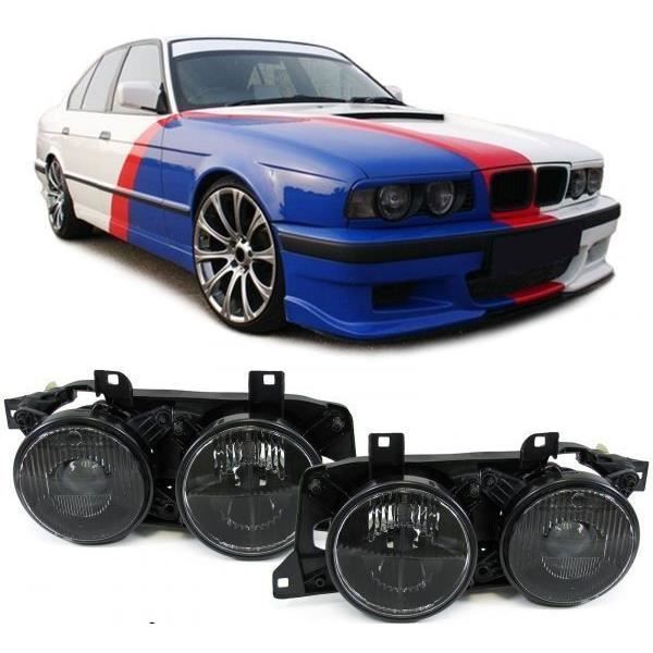 2 FEUX PHARE AVANT NOIR LOOK M5 BMW SERIE 5 E34 ET SERIE 7 E32