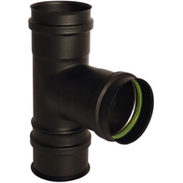 Isotip-joncoux Té 90 + tampon avec joint de silicone noir mat diamètre 80 Gamme APOLLO pellets concentrique réf 893008