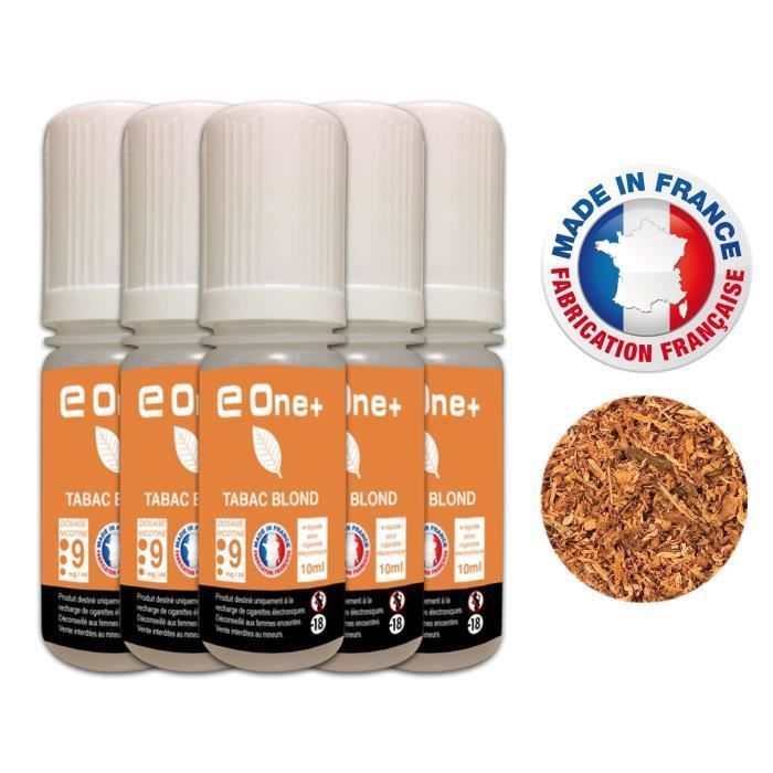 5 E-Liquides 10ml TABAC BRUN 9 mg/ml fabrication FRANCAISE E One+