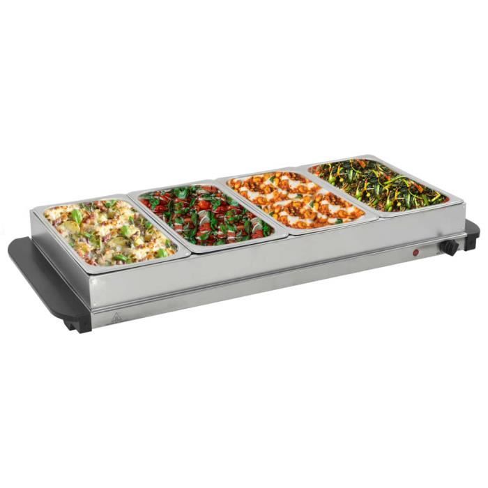 Serveur buffet Portable Plaque - Chauffe-Plats Chafing Dish - Acier inoxydable 400 W 4x2,5 L