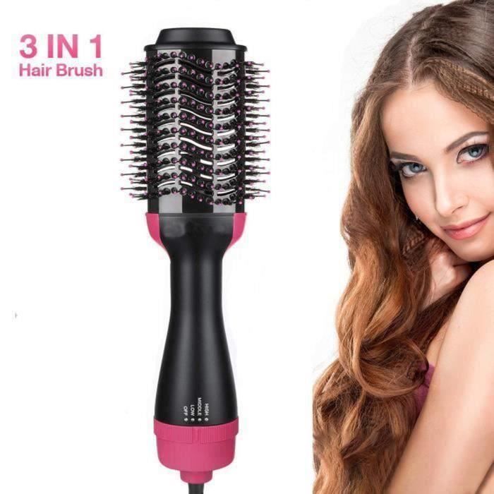 Salon Air Chaud Paddle Brosse à cheveux Générateur d'ions négatifs à lisser bigoudi - Brosse Cheveux Rotative, Ionique, Soufflante