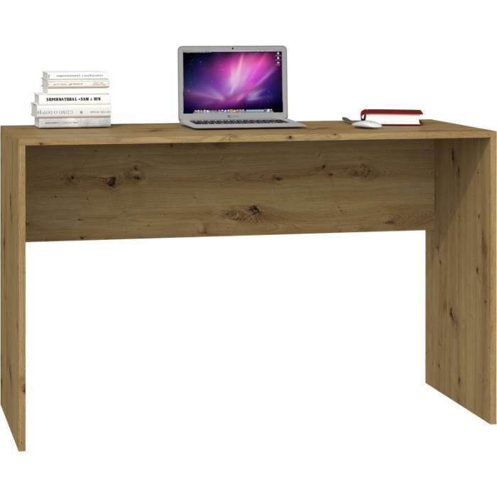 PLUS - Bureau contemporain 120x76x50 cm - Plateau large et confortable - Table ordinateur - Design moderne & fonctionnel - Chêne