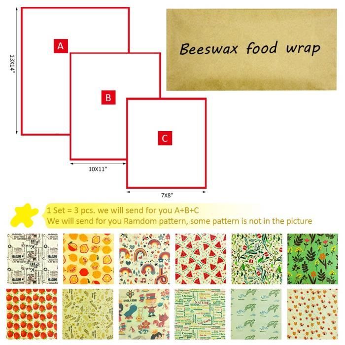 Emballage alimentaire,Cire d'abeille, papier d'emballage alimentaire, papier écologique, dégradable et - Type U-S 17x20cm