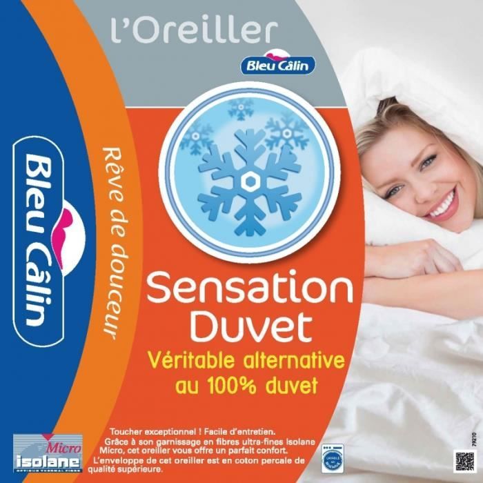 Oreiller Sensation duvet Bleu calin 50 x 70 cm