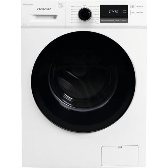 Lave-linge hublot BRANDT LLC124W - 12 kg - Induction - 1400 trs/min - Blanc 87,000000
