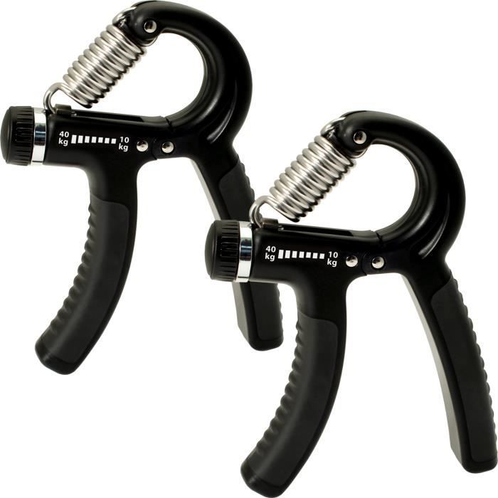 CampTeck U6752 10 – 40KG Résistance Ajustable Poignee Musculation de Main Poignée d'exercices pour Avant-Bras – Noir, 2 Pièce