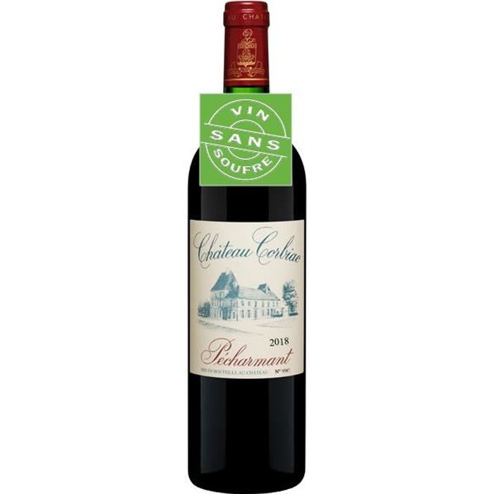 Château Corbiac Pécharmant AOC 2018 vin rouge sans soufre sans sulfites - 1 x 75cl.