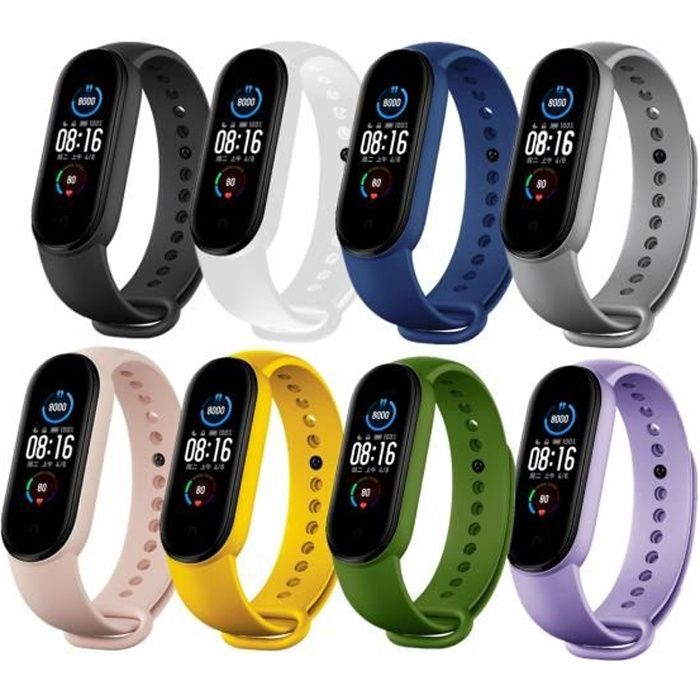 8 Pièces Bracelet Silicone Compatible Pour Xiaomi Mi Band 3/4