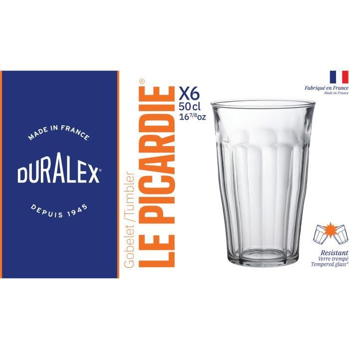 DURALEX Lot de 6 verres gobelets PICARDIE - 50 cl