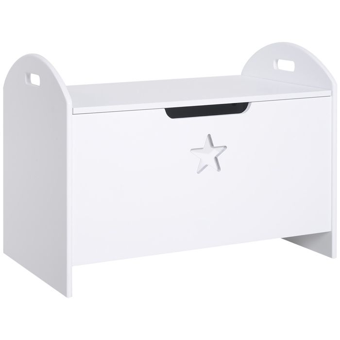 Coffre malle de rangement coffre à jouets dim. 62L x 40l x 46H cm MDF blanc 62x40x46cm Blanc